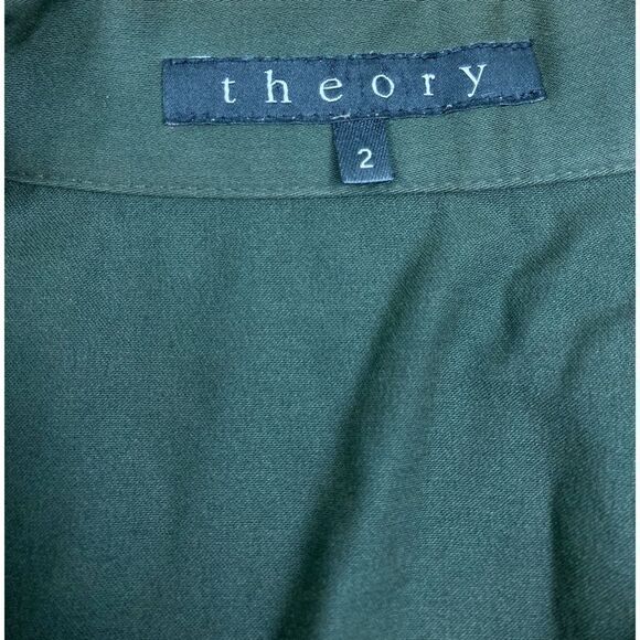 Theory Green Military-Style Fitted Blazer with Piping Detail - Picture 3 of 4